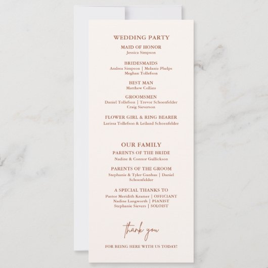 Rustieke Wilde Bloemen Terracotta Boho Trouwprogra (Achterkant)