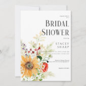 Rustieke Wilde Bloemen & Zonnebloemen Bruidsdiner Kaart (Voorkant)