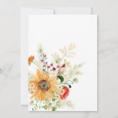 Rustieke Wilde Bloemen & Zonnebloemen Bruidsdiner Kaart (Achterkant)