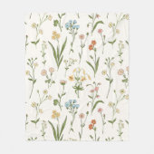 Rustieke Wilde Bloemenweide Handgetekend Meerkleur Fleece Deken (Voorkant)