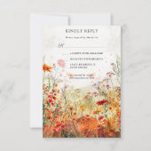 Rustieke Wilde Bloemenweide Herfst Bruiloft RSVP Kaartje (Voorkant)