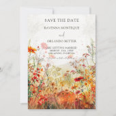 Rustieke wilde bloemenweide herfstbruiloft save the date (Voorkant)