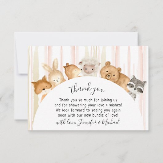 Rustieke wilde dieren Dank u Bedankkaart (Voorkant)