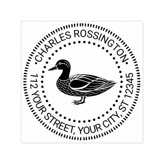 Rustieke Wilde Eend Staande Naam Retouradres Zelfinktende Stempel (Design)