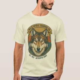 Rustieke Wilde Geest Wolf Vintage Badge T-shirt