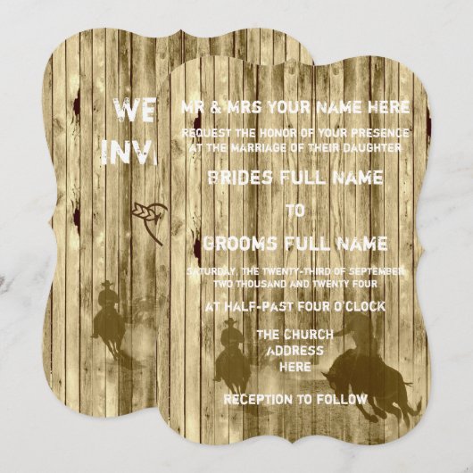 Rustieke wilde west westerne stijl cowboy bruiloft kaart (Voorkant / Achterkant)