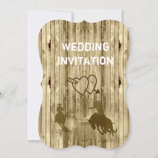 Rustieke wilde west westerne stijl cowboy bruiloft kaart (Achterkant)