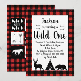 Rustieke Wilderness & Dier Plaid Wild Een Verjaard Kaart