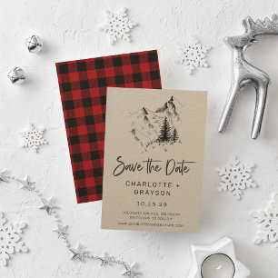 Rustieke wildernis   Berg Plaid Save the Date  Kaart