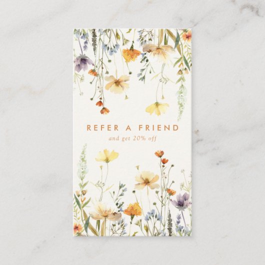 Rustieke Wildflower Aanbevelingskaartje (Voorkant)