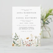 Rustieke Wildflower All in One Wedding Uitnodiging (Staand voorkant)
