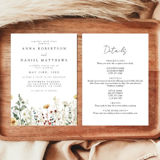 Rustieke Wildflower All in One Wedding Uitnodiging