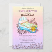 Rustieke Wildflower Baby in Cradle Baby shower Kaart (Voorkant)