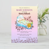 Rustieke Wildflower Baby in Cradle Baby shower Kaart (Staand voorkant)