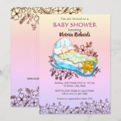 Rustieke Wildflower Baby in Cradle Baby shower Kaart (Voorkant / Achterkant)