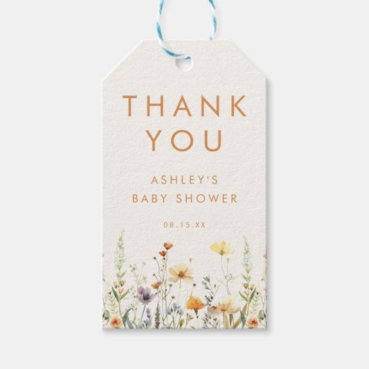 Rustieke Wildflower Baby shower Favoriet Gift Labe Cadeaulabel (Voorkant)