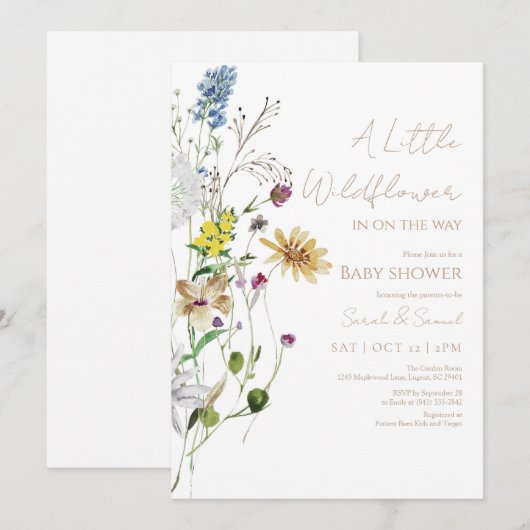 Rustieke Wildflower Baby shower Invitation Bedankkaart (Voorkant / Achterkant)