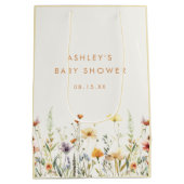 Rustieke Wildflower Baby shower Medium Gift Bag Medium Cadeauzakje (Achterkant)