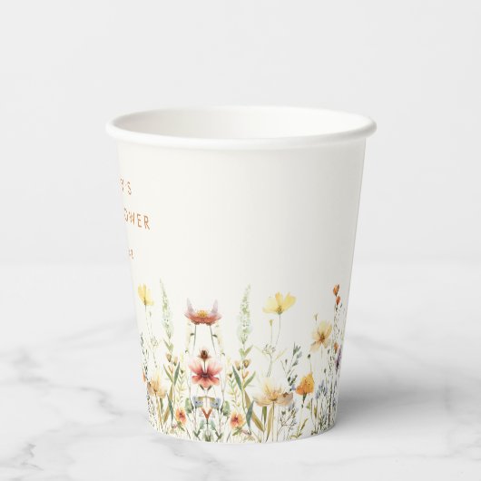 Rustieke Wildflower Baby shower Papieren Kopjes Papieren Bekers (Achterkant)