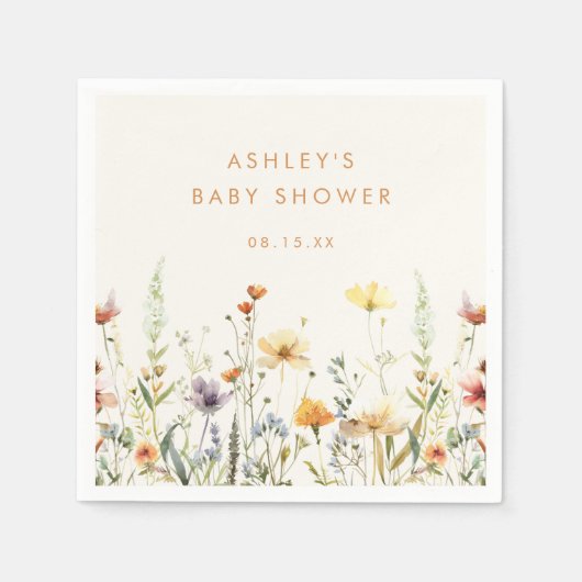Rustieke Wildflower Baby shower servetten (Voorkant)