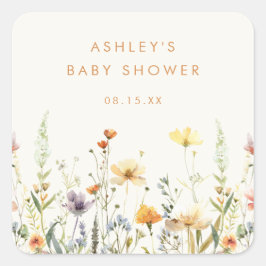 Rustieke Wildflower Baby shower Square Sticker