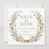 Rustieke wildflower Bewaar de Date foto uitnodigin (Voorkant)