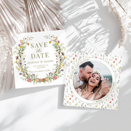 Rustieke wildflower Bewaar de Date foto uitnodigin