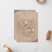 Rustieke Wildflower Bewaar de datum Geen Foto Brui Notitiekaartje (Voorkant / Achterkant in situ)