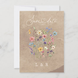 Rustieke Wildflower Bewaar de datum Geen Foto Brui Notitiekaartje