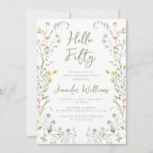 Rustieke Wildflower Bloemen 50e verjaardag Uitnodi Kaart (Voorkant)