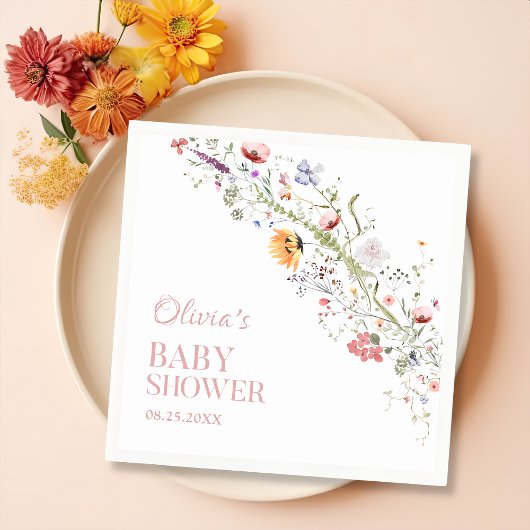 Rustieke Wildflower Bloemen Baby shower Servet