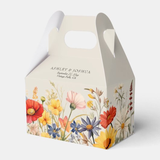 Rustieke Wildflower Bloemen Border Bruiloft Bedankdoosjes (Voorkant Zijde)