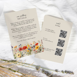 Rustieke Wildflower Bloemen Bruiloft Details QR Co Informatiekaartje