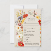 Rustieke Wildflower Bloemen Bruiloft en Entree Opt RSVP Kaartje (Voorkant)