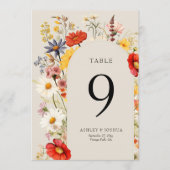 Rustieke Wildflower Bloemen Bruiloft Tafel Nummer  Kaart (Voorkant)