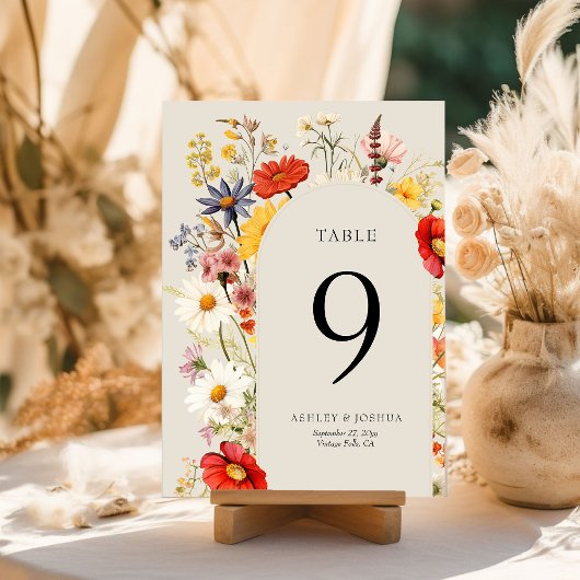 Rustieke Wildflower Bloemen Bruiloft Tafel Nummer  Kaart