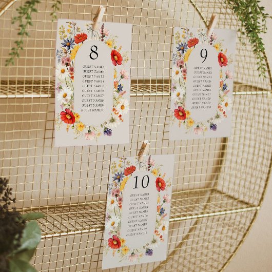 Rustieke Wildflower Bloemen Bruiloft Tafel Plan Ka Kaart