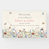 Rustieke Wildflower Bloemen Bruiloft Welkom Spandoek (Horizontaal)