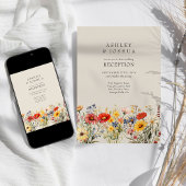 Rustieke Wildflower Bloemen Foto Bruiloft Receptie Kaart