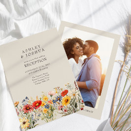 Rustieke Wildflower Bloemen Foto Bruiloft Receptie Kaart