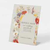 Rustieke Wildflower Bloemenboog Bruiloft Gastenboe Reclamebord Met Voetstuk (Voorkant)