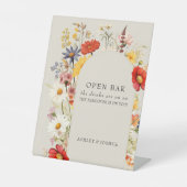 Rustieke Wildflower Bloemenboog Open Bar Bruiloft Reclamebord Met Voetstuk (Voorkant)