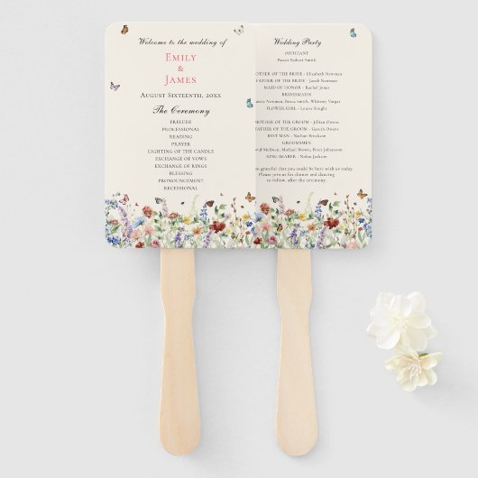 Rustieke Wildflower bloemenbruiloft Handwaaier (Voorkant en achterkant)