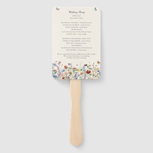 Rustieke Wildflower bloemenbruiloft Handwaaier (Achterkant)