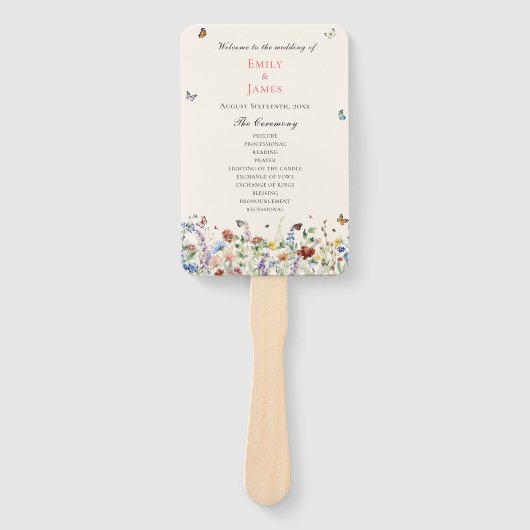 Rustieke Wildflower bloemenbruiloft Handwaaier (Voorkant)