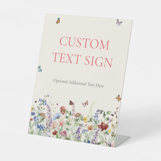 Rustieke Wildflower bloemenbruiloft Reclamebord Met Voetstuk (Voorkant)