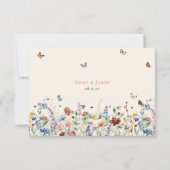 Rustieke Wildflower bloemenbruiloft RSVP Kaartje (Achterkant)