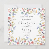 Rustieke Wildflower bloementuin bruiloft Save The Date (Voorkant)