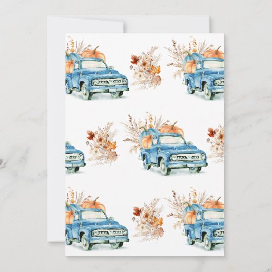 Rustieke Wildflower Blue Pumpkin Truck Baby shower Kaart (Achterkant)