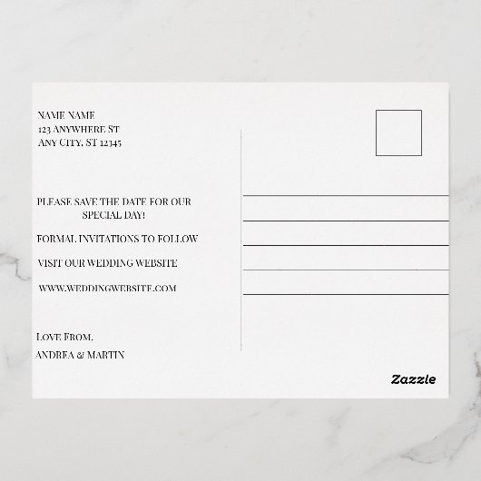 Rustieke Wildflower Boho Garden Red de datum Folie Feestdagen Briefkaart (Achterkant)